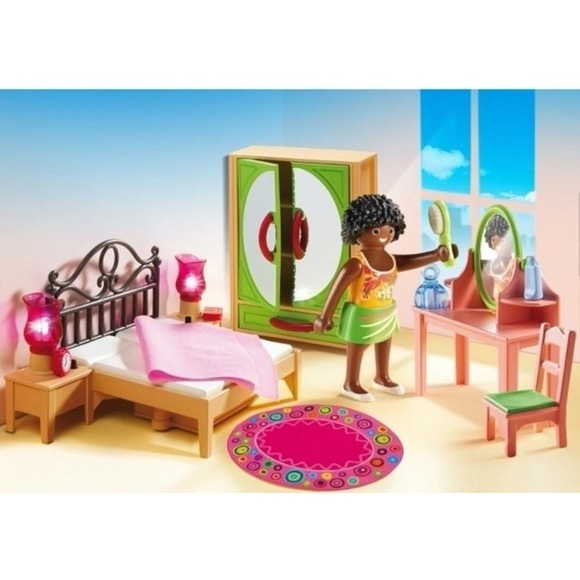 Playmobil 5309 Dollhouse Bedroom NEW Working‎ Lamps 24 Pieces